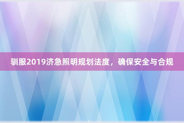 驯服2019济急照明规划法度，确保安全与合规